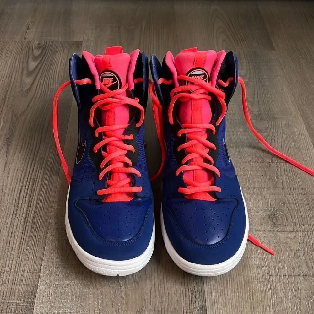 Nike Dunk Free High 2013 Men's Leather Basketball Shoes Royal Blue/Atomic Red 9